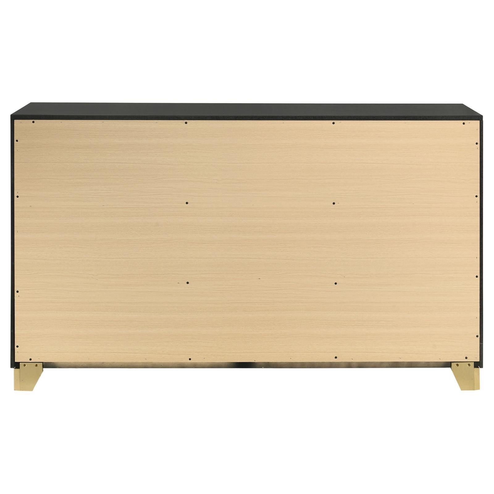 Caraway 6-Drawer Bedroom Dresser Black full drawer extended