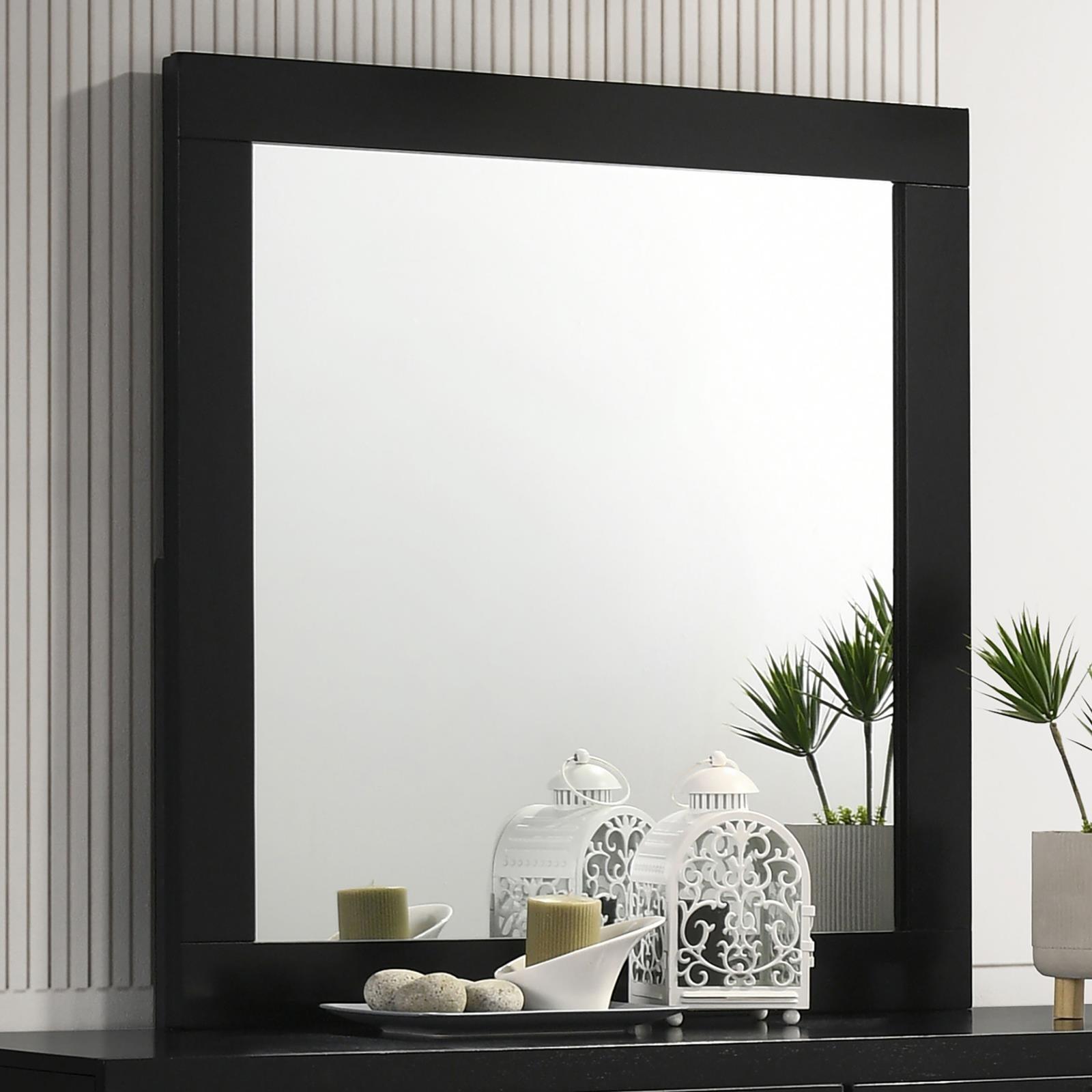 Caraway Dresser Mirror Black side angled view