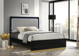 Caraway Eastern King Bed with LED Headboard Black and Grey front view