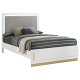 Side view of Caraway Eastern King Bed with LED headboard