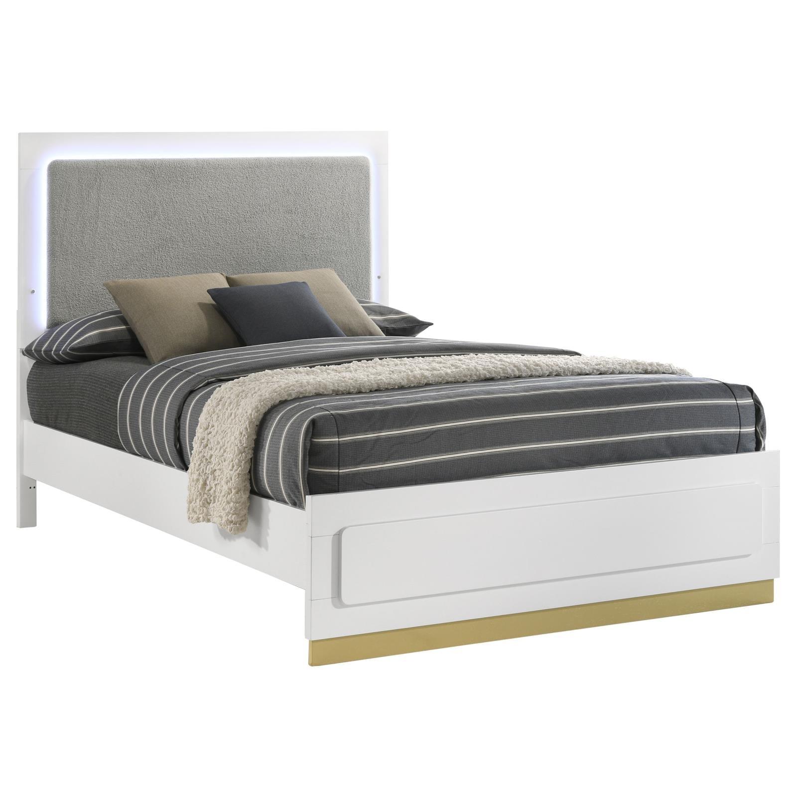 Side view of Caraway Eastern King Bed with LED headboard