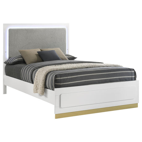 Side view of Caraway Eastern King Bed with LED headboard