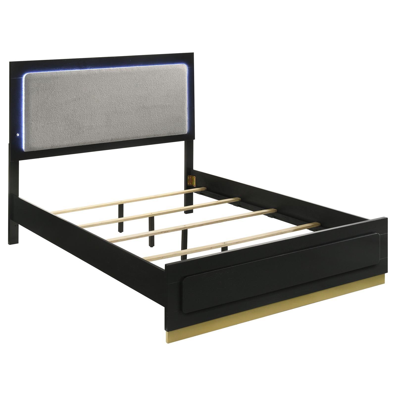 Caraway Queen Bed Black and Grey front angle with footboard detail