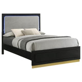 Caraway Queen Bed LED Headboard Black and Grey close-up of lighting