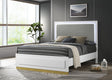 Caraway Queen Bed with LED Headboard White and Grey front angle