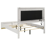Caraway Queen Bed with LED Headboard White and Grey LED lighting detail