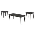 Carey 3-piece occasional set black ash wood coffee table front angle