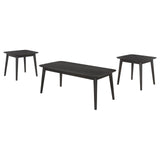 Carey 3-piece occasional set black ash wood coffee table front angle