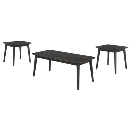 Carey 3-piece occasional set black ash wood coffee table front angle