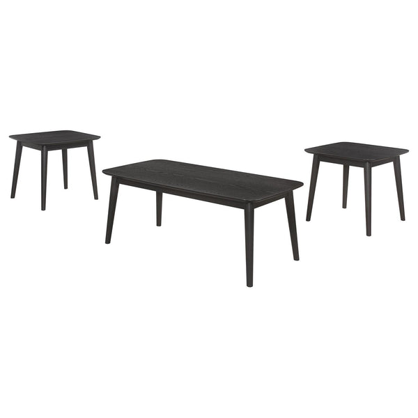 Carey 3-piece occasional set black ash wood coffee table front angle
