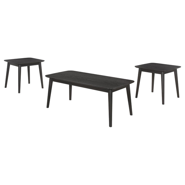 Carey 3-piece occasional set black ash wood coffee table front angle