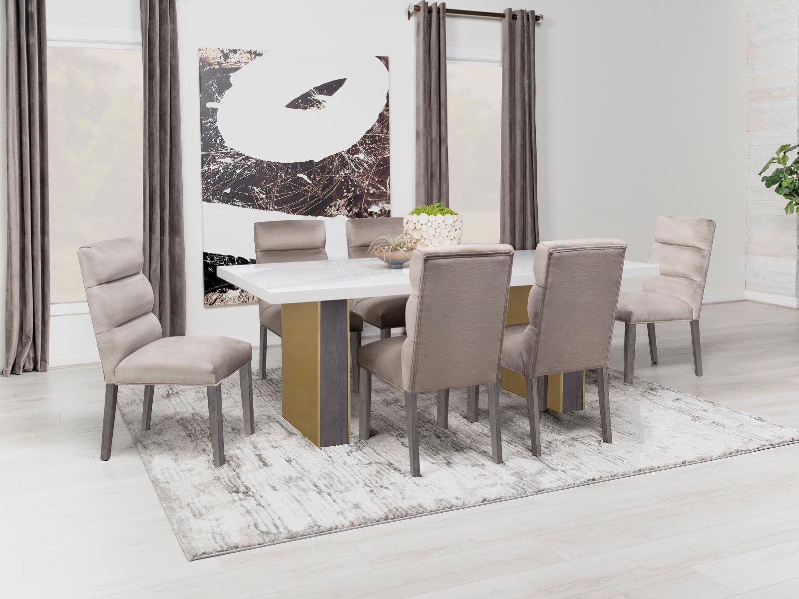 Carla Upholstered Dining Side Chair Stone, side view, set of 2