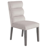 Close-up of Carla chair fabric and channelled back detail
