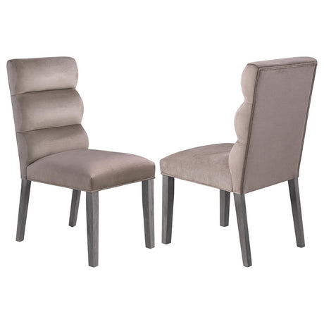 Carla Upholstered Dining Side Chairs Stone Gray front angle