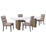 Carla Upholstered Dining Side Chairs Stone Gray front view
