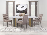 Carla Upholstered Dining Side Chairs Stone Gray front view