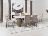 Carla Upholstered Dining Side Chairs Stone Gray front view