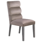 Carla Upholstered Dining Side Chairs Stone Gray back view