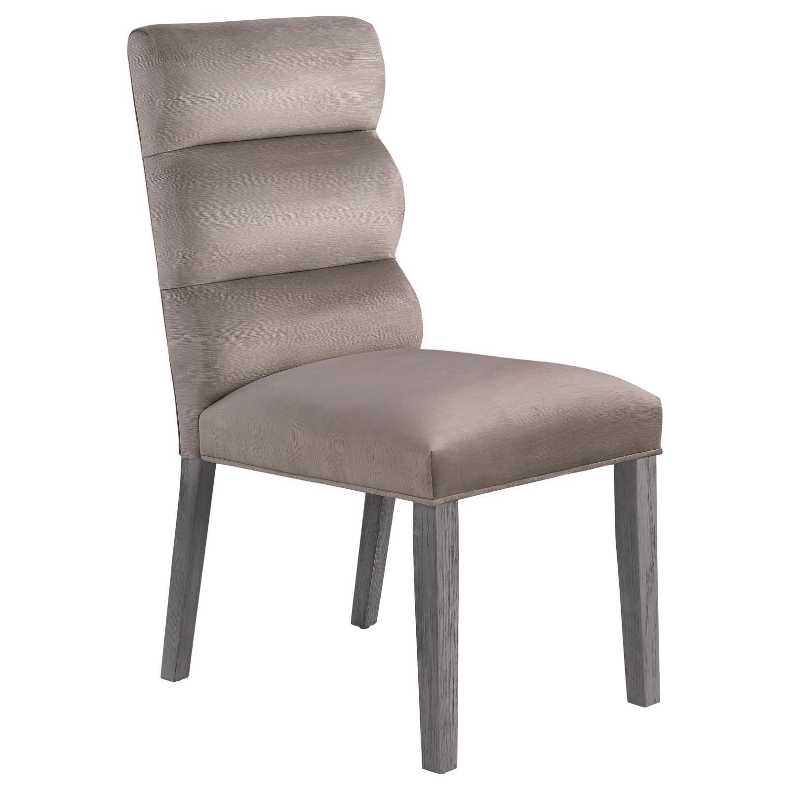 Carla Upholstered Dining Side Chairs Stone Gray back view