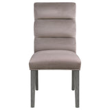 Carla Upholstered Dining Side Chairs Stone Gray detail of channeling