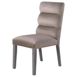 Carla Upholstered Dining Side Chairs Stone Gray tapered legs
