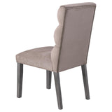 Carla Upholstered Dining Side Chairs Stone Gray base detail