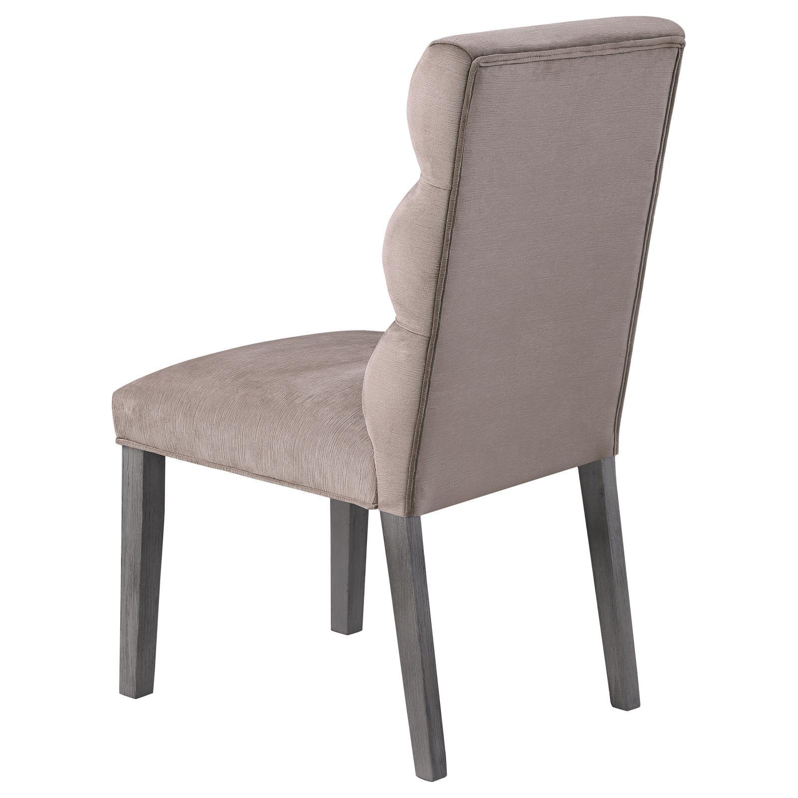 Carla Upholstered Dining Side Chairs Stone Gray base detail