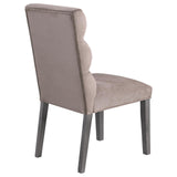 Carla Upholstered Dining Side Chairs Stone Gray full set shown