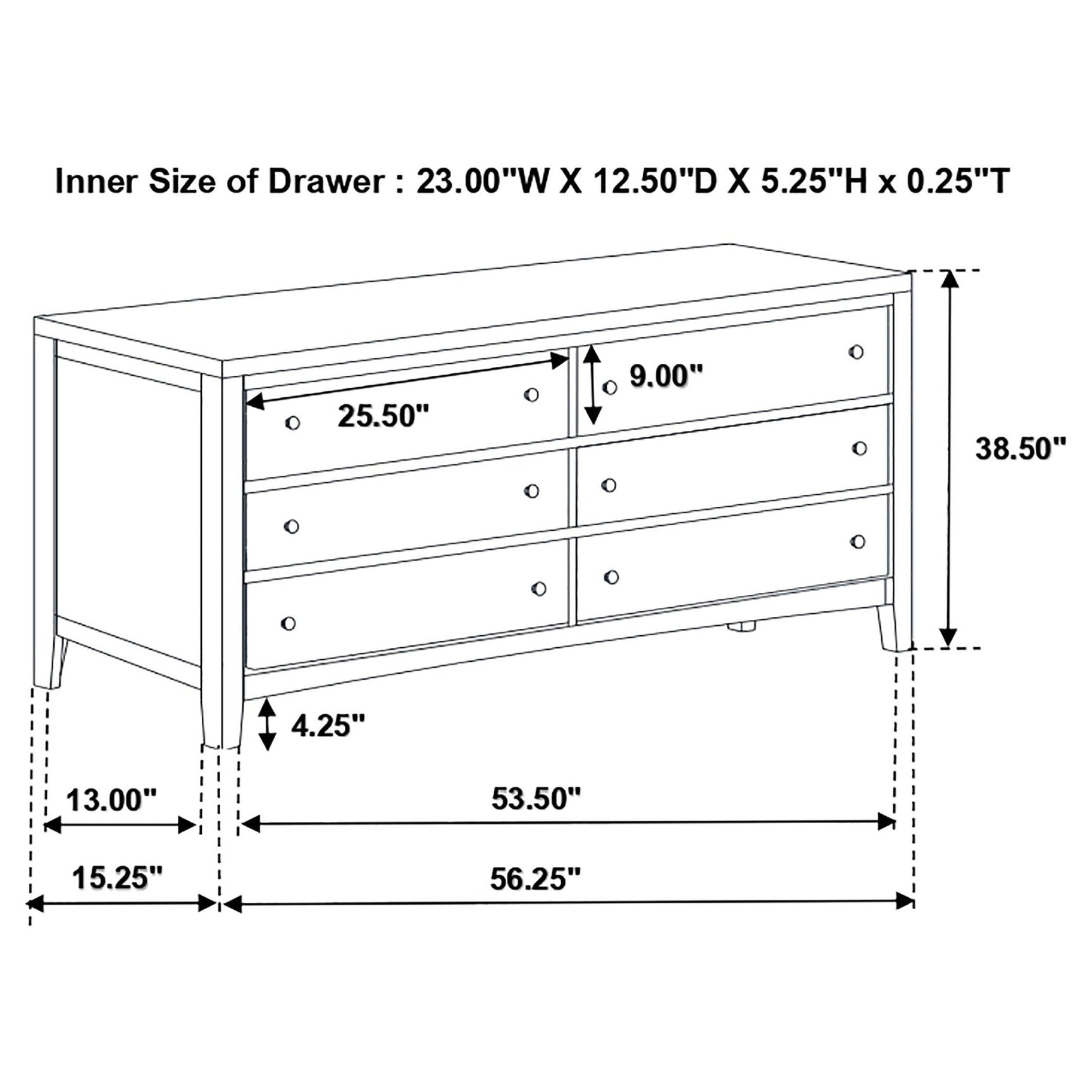 Top-down view of Carlton bedroom set dresser and mirror
