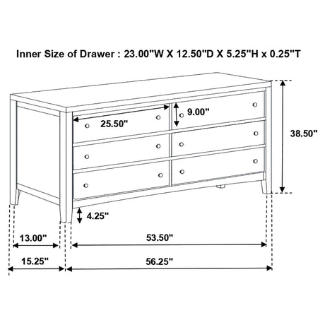 Top-down view of Carlton bedroom set dresser and mirror