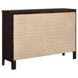 Elegant nightstand with cappuccino finish and drawer hardware