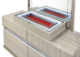Carrara Modern Grey Wood Grain Bedroom Set with Integrated LED Lighting and Jewelry Drawer view 4