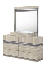Carrara Modern Grey Wood Grain Bedroom Set with Integrated LED Lighting and Jewelry Drawer view 7
