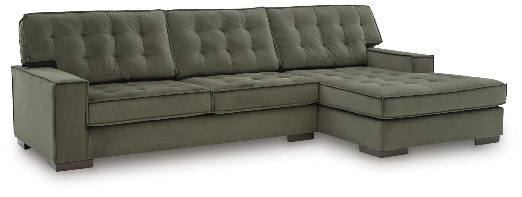 Caspian-Town Olive Velvet 2-Piece Sectional with Chaise - image 2
