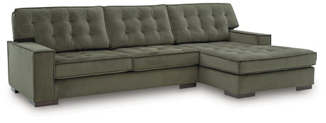 Caspian-Town Olive Velvet 2-Piece Sectional with Chaise - image 2