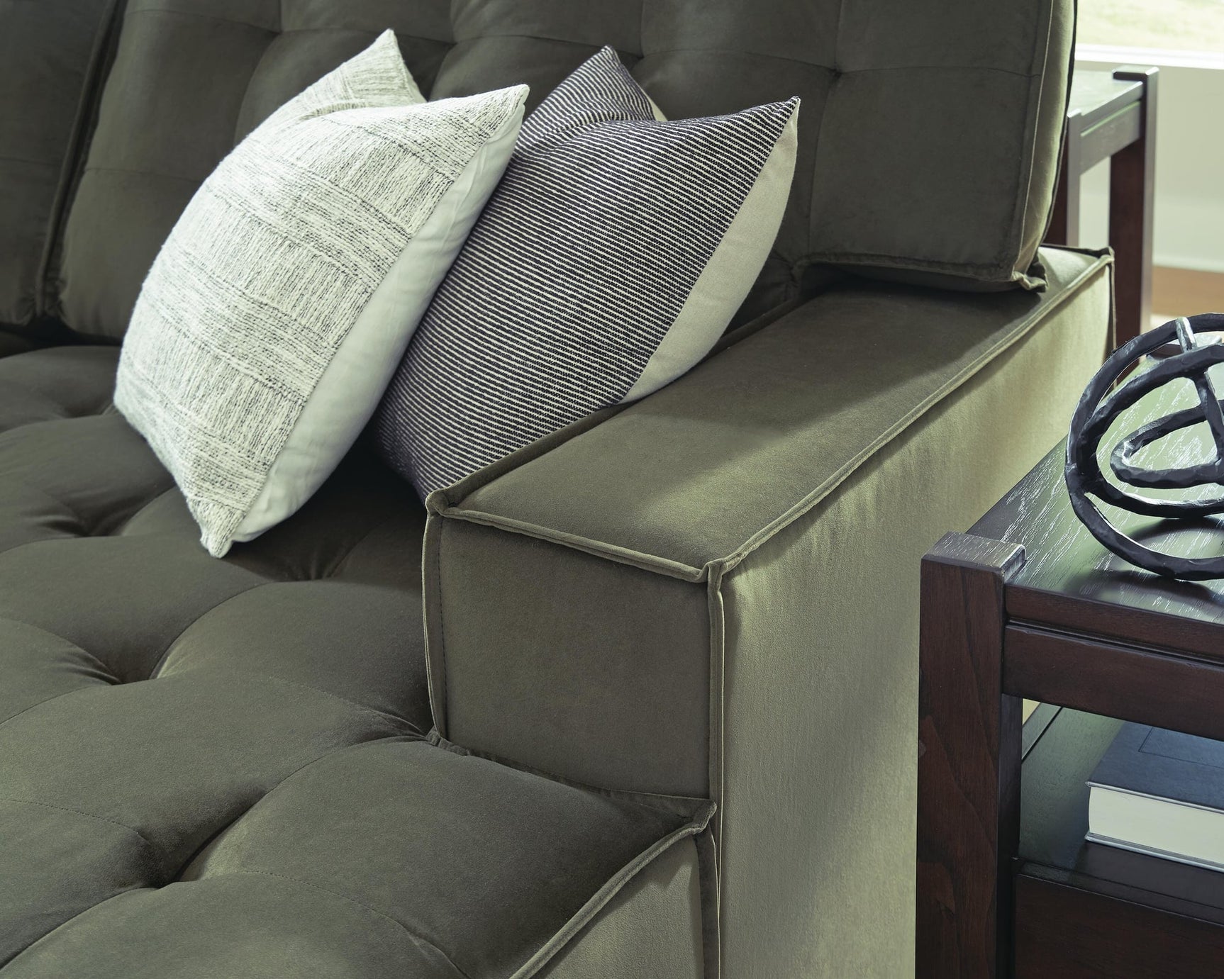 Caspian-Town Olive Velvet 2-Piece Sectional with Chaise - image 5