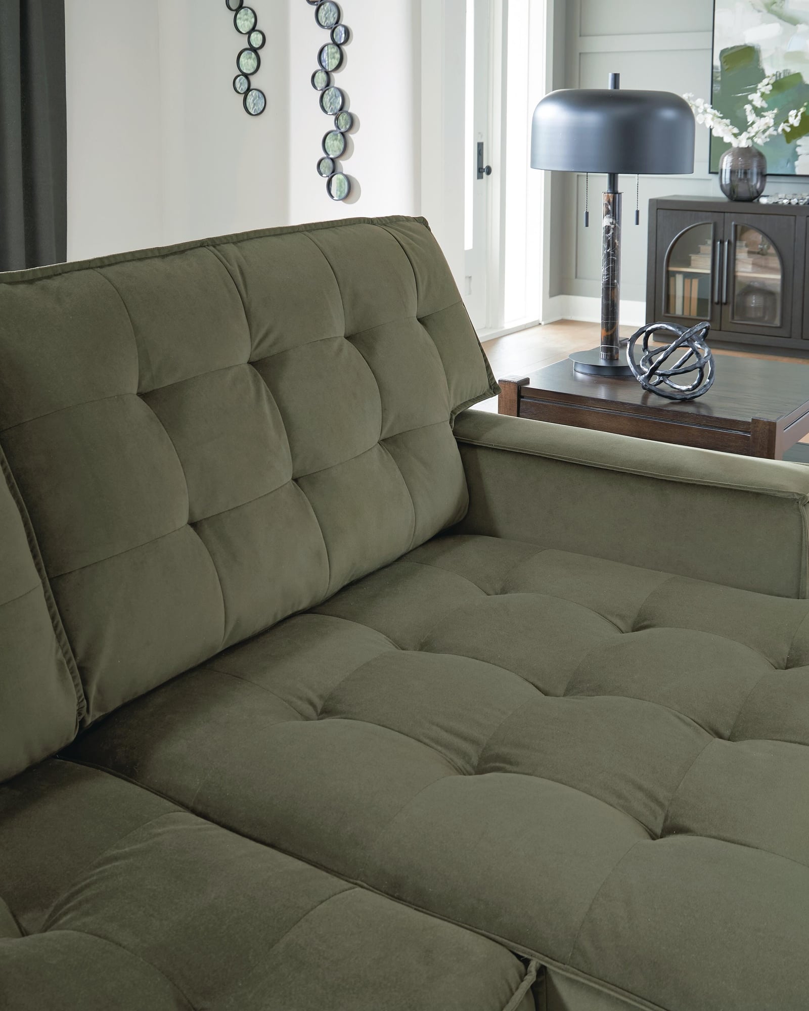 Caspian-Town Olive Velvet 2-Piece Sectional with Chaise - image 6