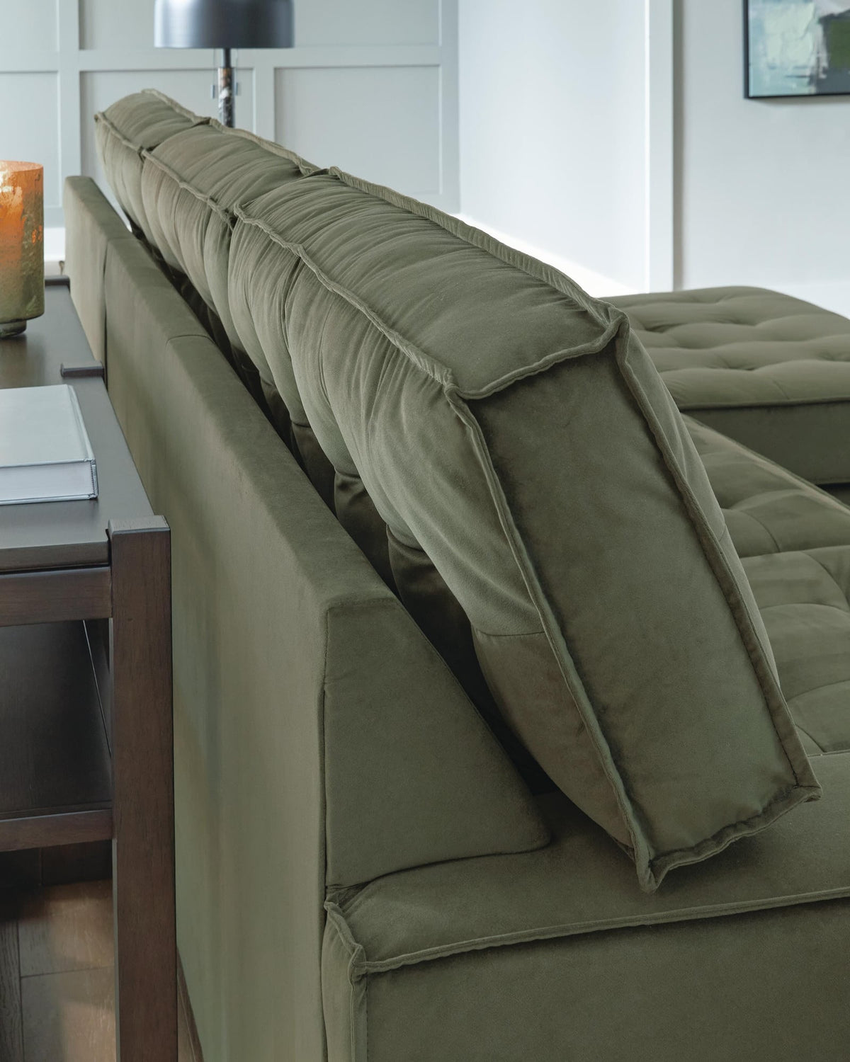 Caspian-Town Olive Velvet 2-Piece Sectional with Chaise - image 7