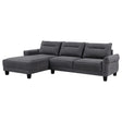 Main view of Caspian grey upholstered sectional sofa with curved arms