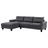 Main view of Caspian grey upholstered sectional sofa with curved arms
