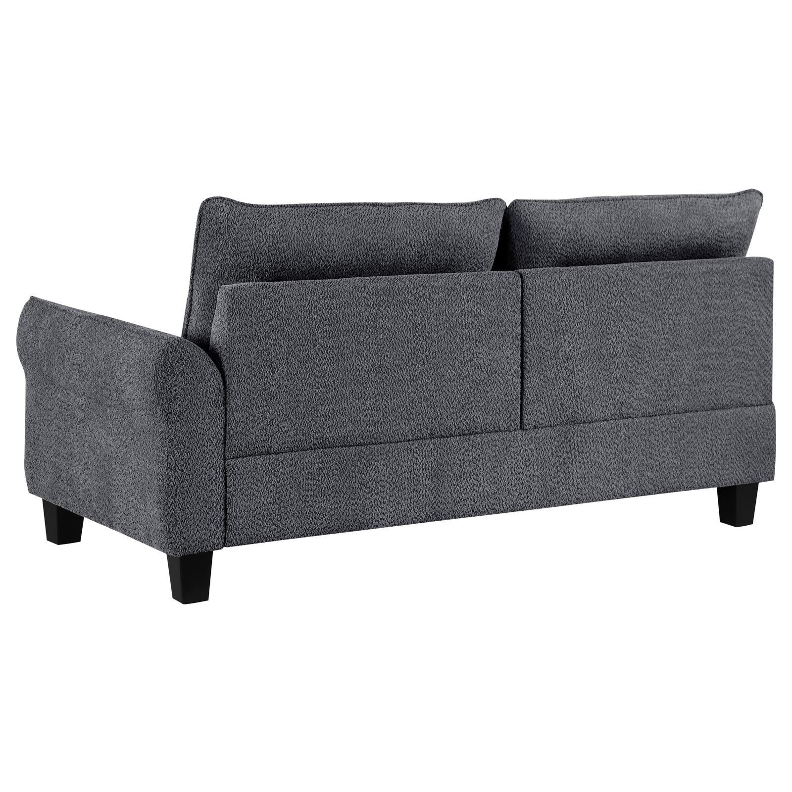 Side view highlighting sofa dimensions