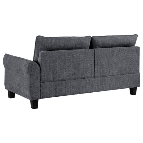Side view highlighting sofa dimensions