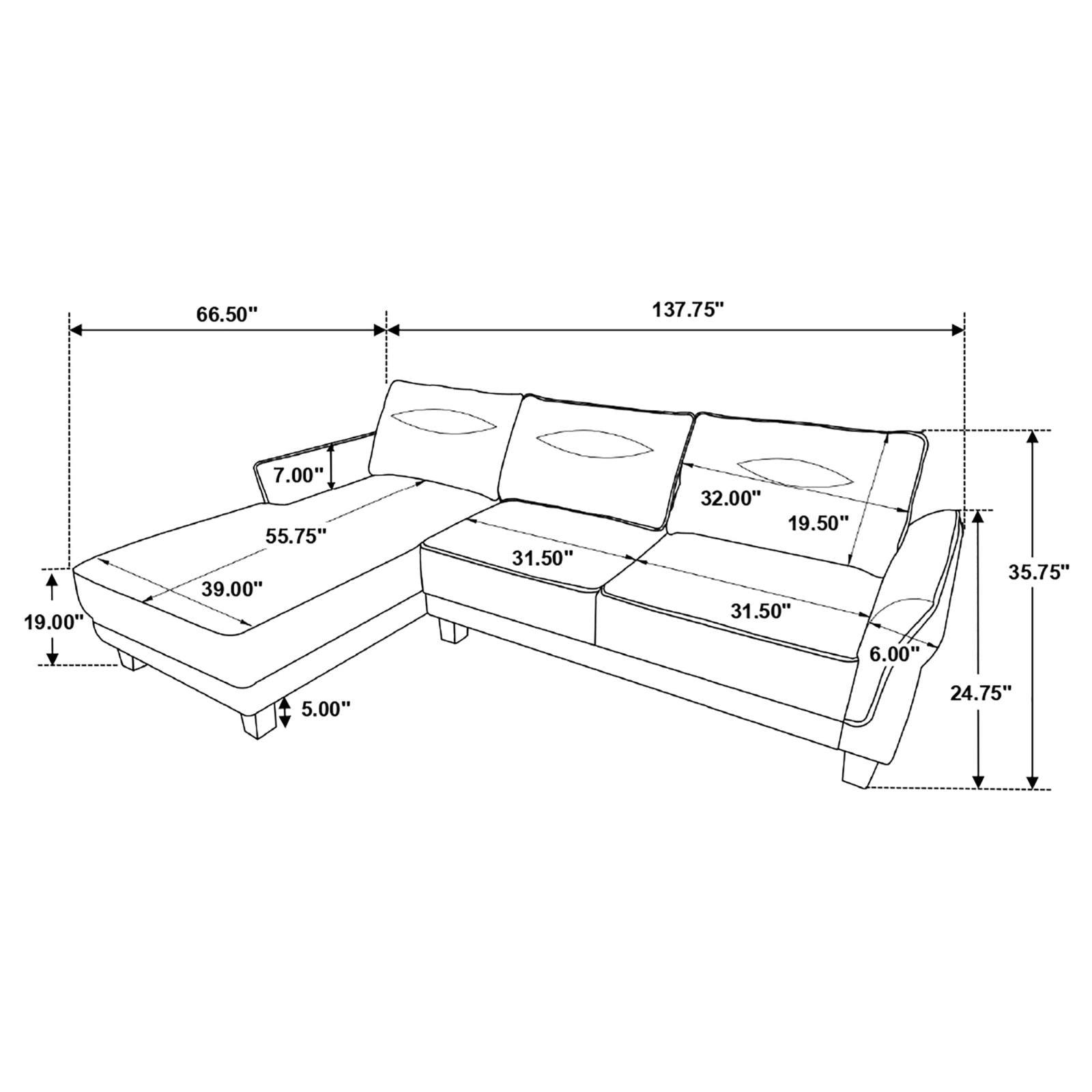 Casual room angle of Caspian sectional sofa