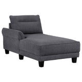 Close detail of Caspian sectional sofa upholstery and curved arms