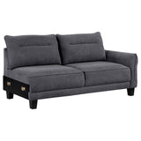Room view showing Caspian grey sectional sofa arrangement