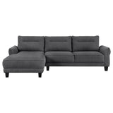 Alternate main view of Caspian grey upholstered sectional sofa