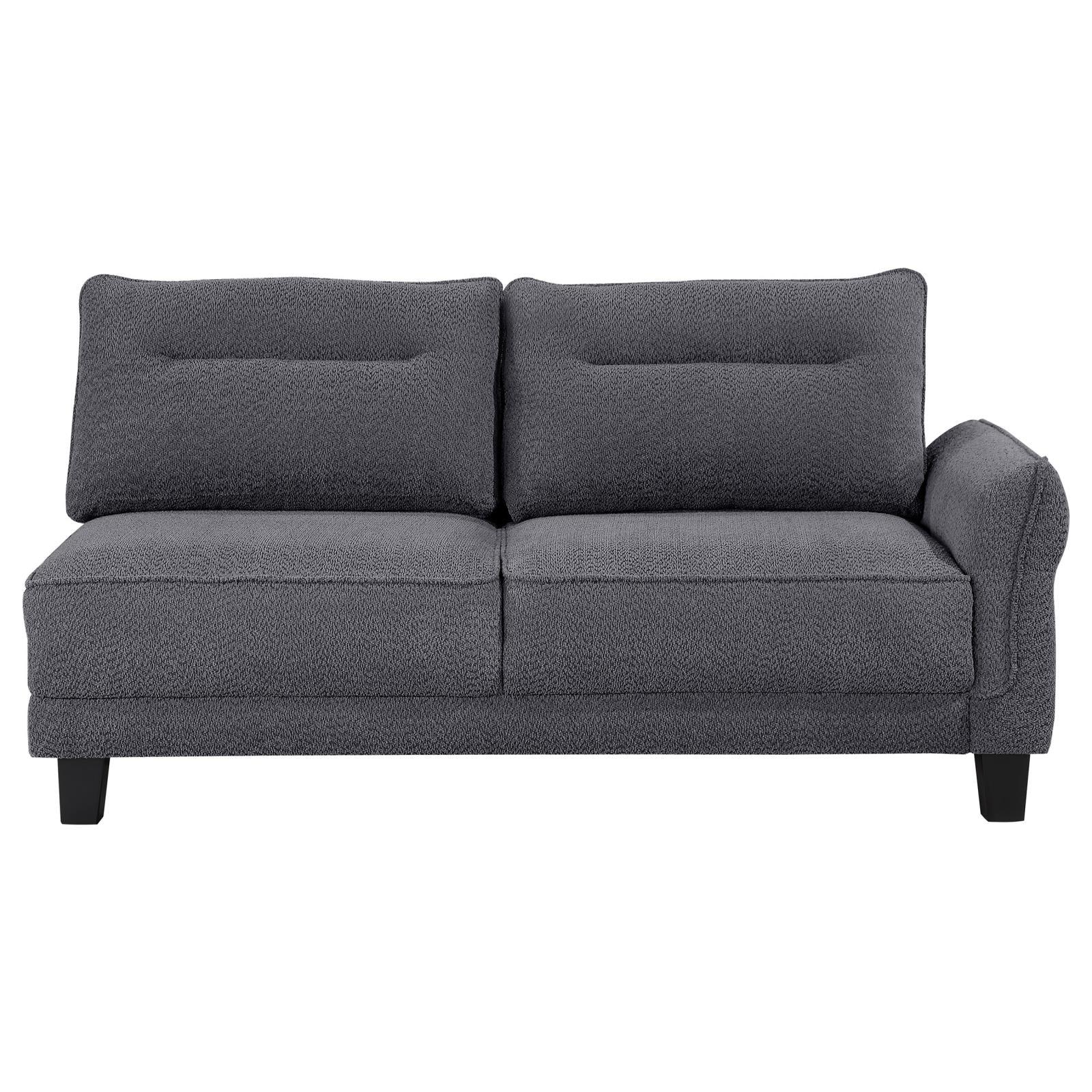 Detailed view of sofa arm and upholstery texture