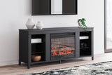 Black TV stand with LED lights - white setting