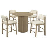 Hamlyn 5-piece Round Wood Counter Height Dining Set Cream and Natural Oak — product image 2