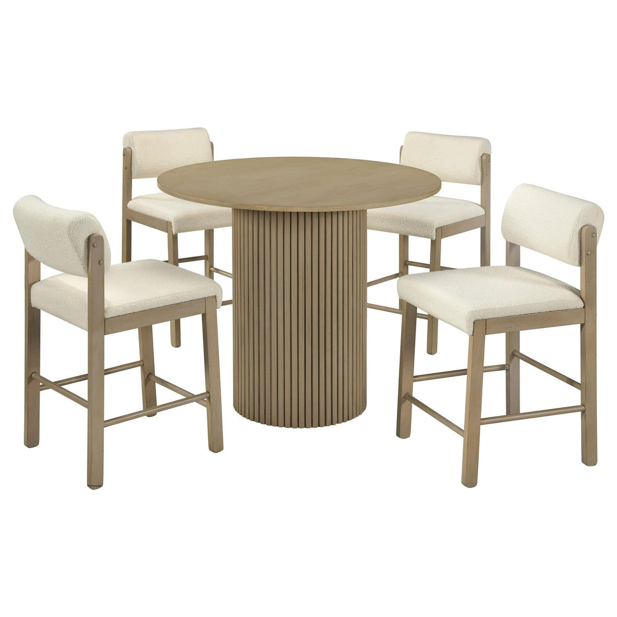 Hamlyn 5-piece Round Wood Counter Height Dining Set Cream and Natural Oak — product image 2